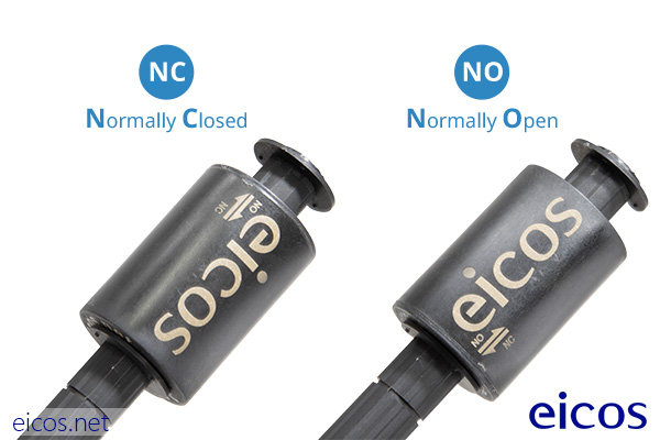 NO or NC installation of the level switch LE451-M12