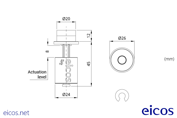 Click to enlarge the image of Dimensions of the level switch LV42A-40 Dimensions of the level switch LV42A-40